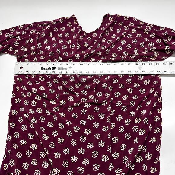 Old Navy Dress Womens Size Large L Burgundy Floral All Over Print 100% Rayon - Picture 6 of 9